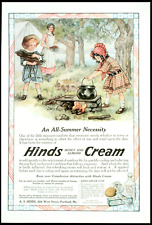 1916 HINDS CREAM Kids Camping Building Fire Child's Decor LARGE OrigVtg PRINT AD picture