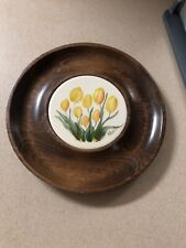 Vintage MCM Boho Vermont Handcrafted Woodbury Woodware Wood Serving Dish Plate picture
