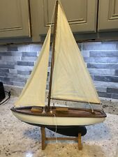 2 Foot High Wooden Sailboat With Stand ( Has Flaws)  picture