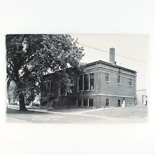 Dunlap Iowa Public Library RPPC Postcard 1940s Old Car Tree Real Photo Art D1386 picture