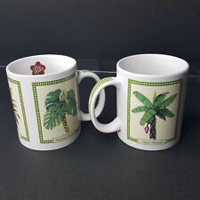 2 Hilo Hattie Coffee Mugs Tropical Foliage Hawaiian 2005 Island Heritage Kauai picture