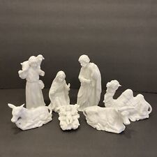 Vintage Homco 7 Piece White Porcelain Nativity Figurine Set 5614 5621 5620 picture