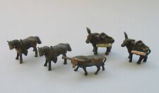 Small Brass Horse Bull Pack Mule / Donkey Figurines Vintage Lot picture