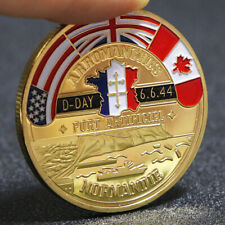U.S.A Coin Normandy Landing Gold Plated Warfare Commemorative Challenge Coins picture