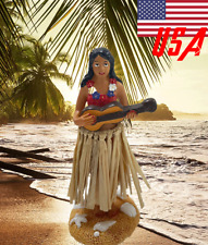 Hawaiian Hula Girl Dashboard Doll with Ukulele Bobbleheads for Car Dashboard picture