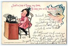 1907 Valentine Office Girl Typewriter Waitsburg Washington WA Antique Postcard picture