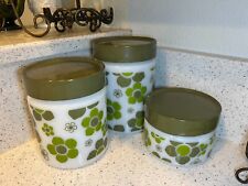 Anchor Hocking Fire King Crazy Daisy Spring Blossom Set of 3 Canisters VTG 1960s picture