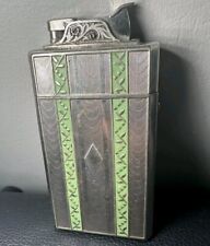 Rare Vintage Evans Lighter And Cigarette Case Art Deco Green With Leaf Pattern picture