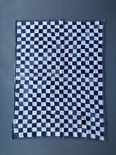 Antique Vintage Indigo Blue Checkerboard Quilt Hand Stitched picture