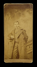 Original Old Vintage Genuine Photo Tall Cabinet Card Gentleman Coat 1883 picture