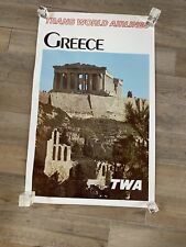 Very Rare Vintage TWA (TransWorld Airlines) 1970’s 25x40 Travel Poster-Greece picture