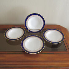 4 Royal Worcester Regency Blue Rimmed Soup Bowls, Mint Condition picture