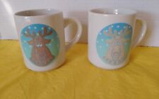 2 Mugs Vintage DENNY'S Restaurant REINDEER Mood Ceramic Cup picture