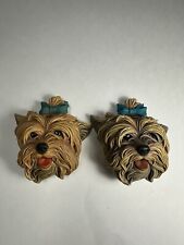 Bossons Congleton England Yorkshire Terrier Pair 2 Wall Figurines Yorkie Dog picture