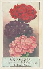 Antique D.M. Ferry & Co Detroit Mich VERBENA SEEDS Victorian Trade Card picture