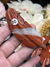 Natural Red Jasper carved Feathers  & Gift picture