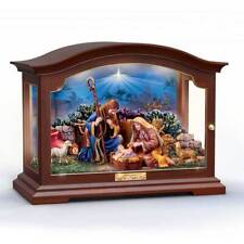 Thomas Kinkade Unto Us A Child Is Born Nativity Box Sculptures Lights Up picture