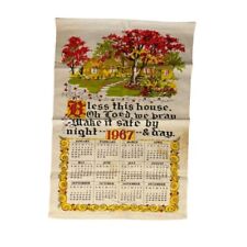 Vintage 1967 Cloth Wall Hanging Calendar  Bless this House Oh Lord picture