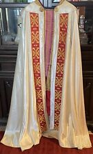 Roman Catholic Priest's Cope And Chasuble Vestments Set Vintage picture
