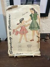 Vintage 1940s Simplicity Sewing Pattern 1296 Girls Party Sun Dress Bolero Size 4 picture