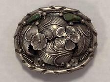 MEXICO 950 SILVER TURQUOISE OXIDIZED BELT BUCKLE (110 GRAMS). picture