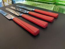 Vintage Bakelite Red Handle Knives Besteel brand Set of Four picture