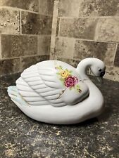 Vintage Loomco Floral Ceramic Porcelain Swan Figurine picture