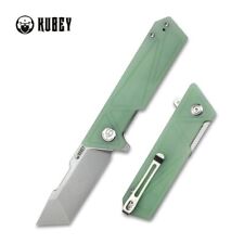 Kubey Avenger Folding Knife Jade G10 Handle D2 Tanto Point Plain Beadblast 104E picture