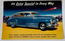Vintage 1941 Litho ADVERTISING POSTCARD Buick Fireball 4 Door Sedan Unposted picture