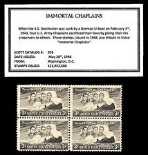 1948 - IMMORTAL CHAPLAINS -  Block of Four Vintage U.S. Postage Stamps picture