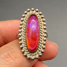 Vintage Southwestern Dragon Breath Glass Silver Ring Size 6.5 picture
