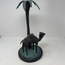 Vintage Bronze  Brass Palm Tree Camel Candle Holder Sculpture 15