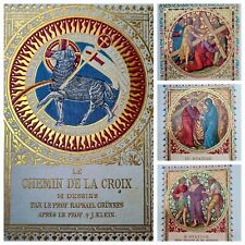 Rare book 1887 with 14 sublime gold-plated chromolithographs of the 'Via Crucis' picture