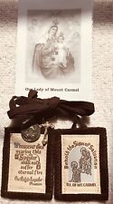 Brown Scapular 100% wool cross and medal- Handmade in USA picture