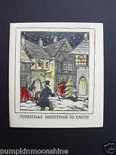 #F579- Vintage Unused Xmas Greeting Card Victorian Village During Holidays picture