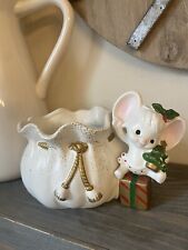 Vintage Napcoware Christmas Mouse Planter - Candy Bowl - Ceramic Kitsch - Napco picture