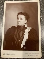 Antique 1892 Cabinet Card Beautiful Young Woman Frilly Allegheny, PA NAMED picture