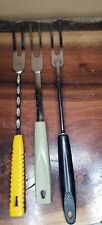  3 Vintage Meat Forks Ekco & Nevco Yellow, Green And Black Nostalgic  picture