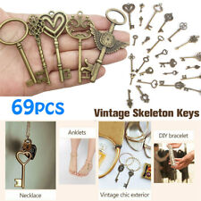 Lot Of 69 Vintage Style Antique Skeleton  Cabinet Old Lock Keys Jewelry Pendant picture