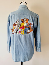 DISNEY Store WINNIE THE POOH Vintage Denim Embroidered Shirt SIZE MEDIUM picture