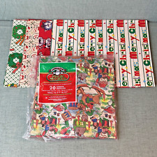 Vintage Christmas Wrapping Paper Lot Mixed Various Sizes 1960-1970s picture