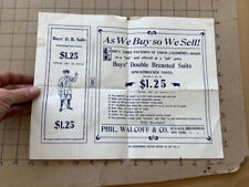 original 1910s single sided ad sheet: Phil Walcoff & co. NY, -- Boys db suits picture