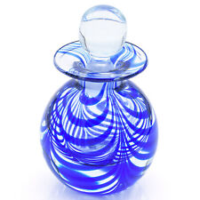 Vintage MMA Blue Swirl Art Glass Perfume Bottle Decanter with Stopper picture