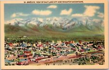 postcard Bird's Eye view of Salt Lake City and Wasatch Mountains, Utah picture