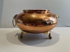 Footed Copper Pot W/Lion Head Handles, Missing a Ring, 13