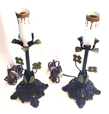 Vintage Wrought Iron Candlestick Lamps GE VERY RARE Set of Two 1960 to 1969 Era picture