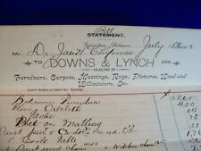 Vtg 1909 GEORGETOWN Delaware DOWNS & LYNCH Furniture Rugs LETTERHEAD Adv Receipt picture