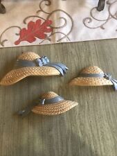 Vintage Burwood Homco Home Interiors Straw Hat Plaques, Set Of 3, 1987 picture