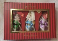 New Waterford Holiday Heirlooms Set of 3 Santa Glitter Glass Christmas Ornaments picture