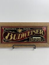 Vtg 1979 Anheuser Busch Budweiser Beer HENSLEY & CO Glass Sign Wood Frame picture